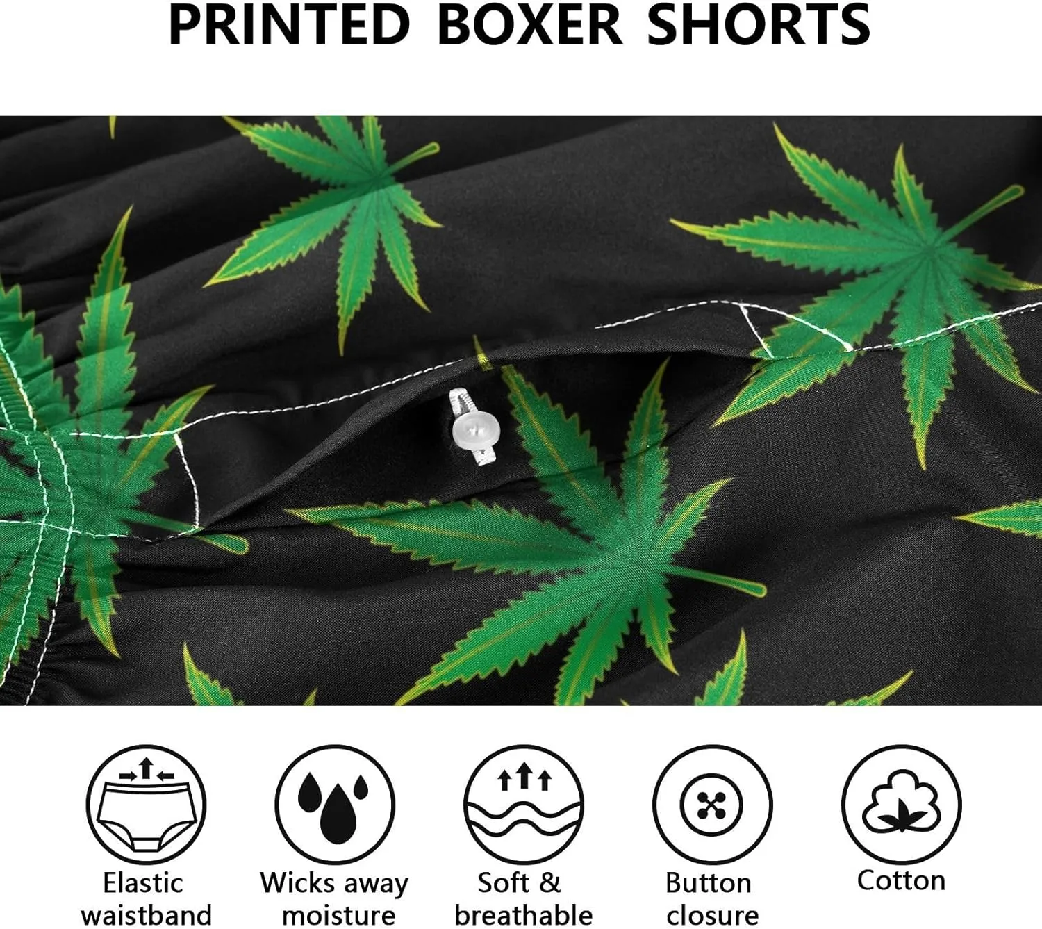 Men's Boxer Shorts, Soft Breathable Woven Boxer Briefs Underwear Button Fly S-XXL
