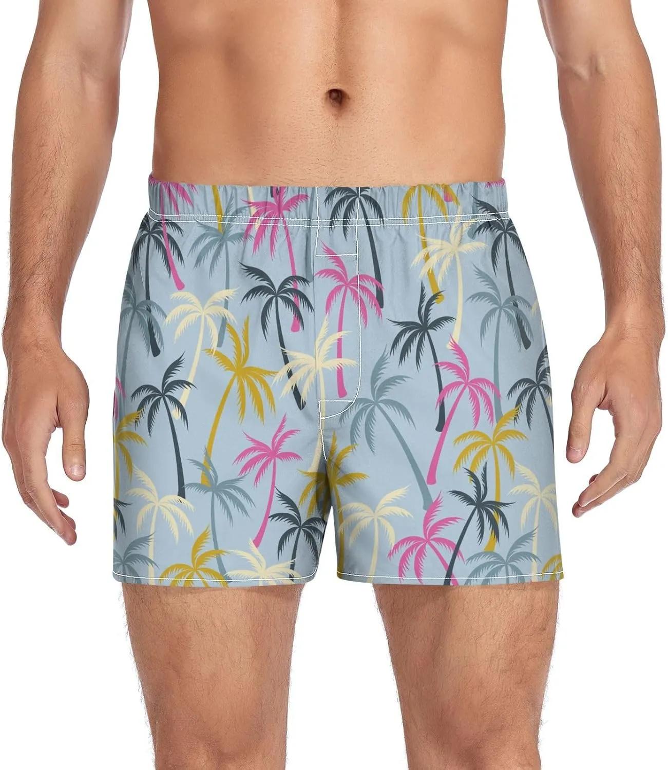 Men's Boxer Shorts, Soft Breathable Woven Boxer Briefs Underwear Button Fly S-XXL