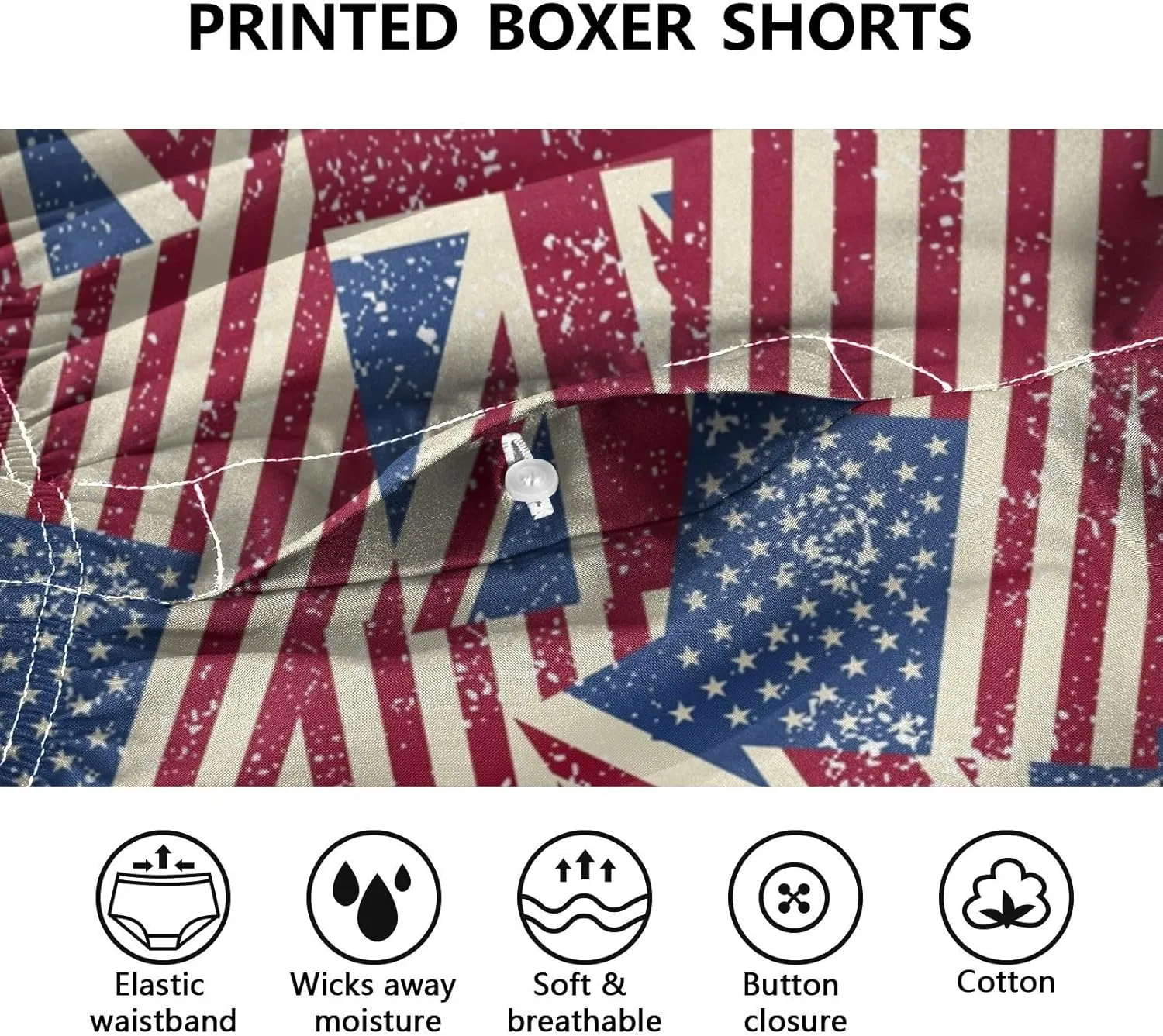 Men's Boxer Shorts, Soft Breathable Woven Boxer Briefs Underwear Button Fly S-XXL