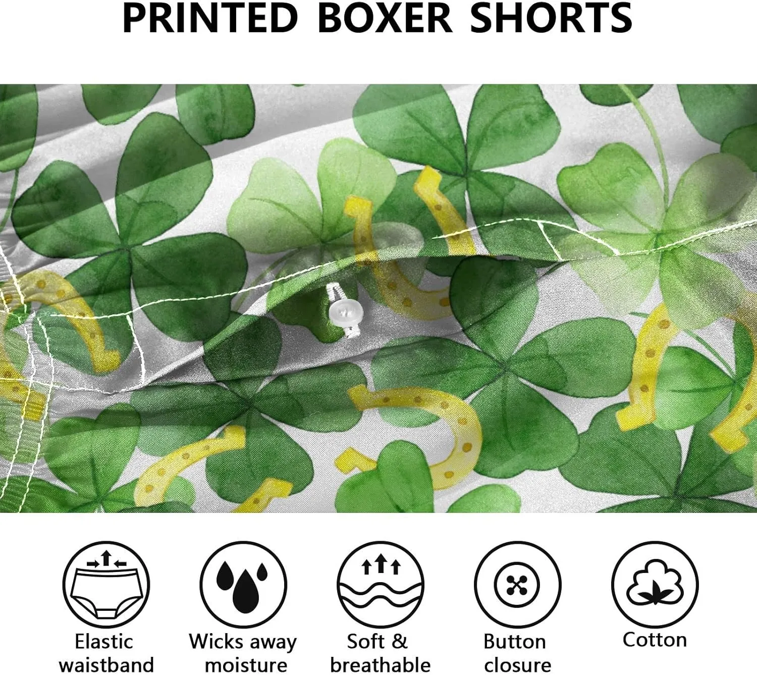 Men's Boxer Shorts, Soft Breathable Woven Boxer Briefs Underwear Button Fly S-XXL