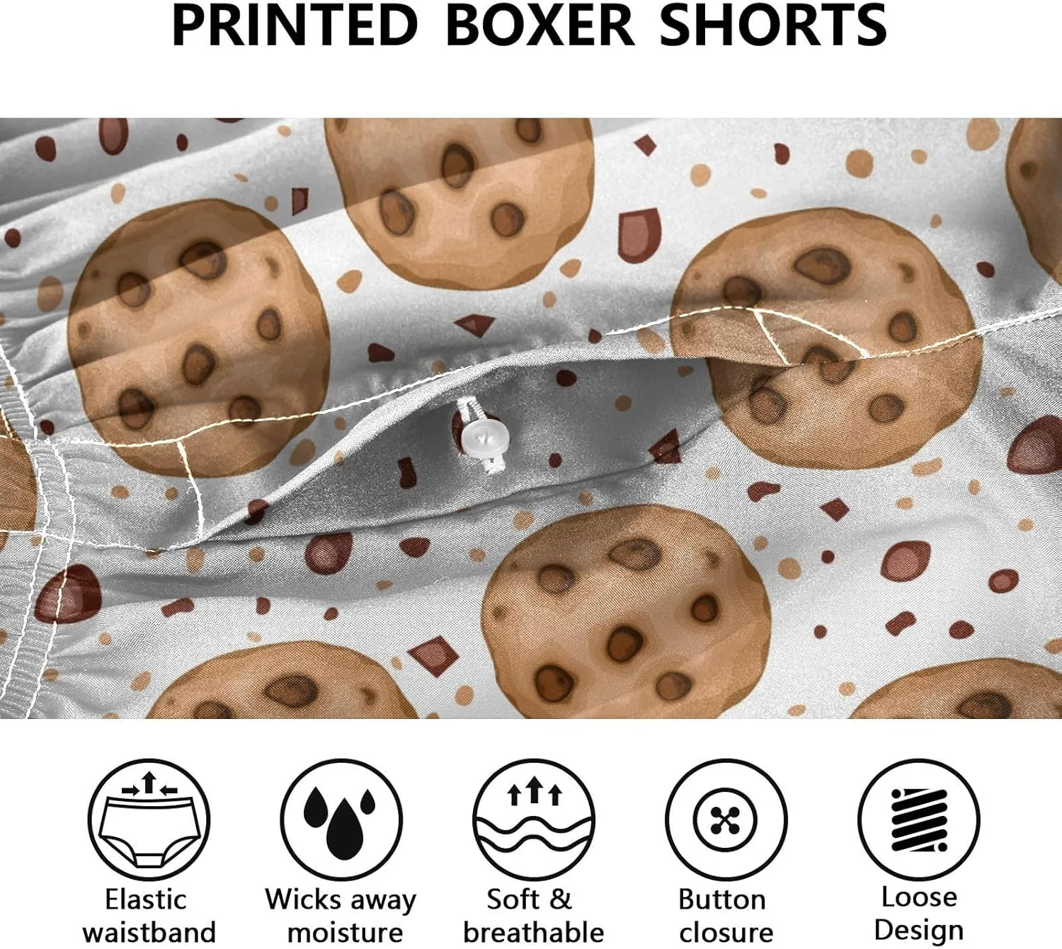Men's Boxer Shorts, Soft Breathable Woven Boxer Briefs Underwear Button Fly