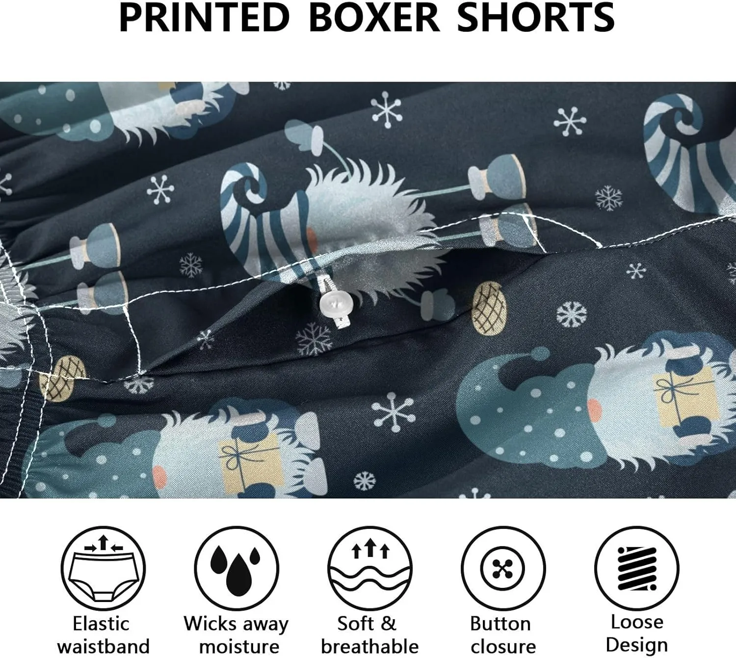 Men's Boxer Shorts, Soft Breathable Woven Boxer Briefs Underwear Button Fly