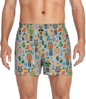 Men's Boxer Shorts, Soft Breathable Woven Boxer Briefs Underwear Button Fly