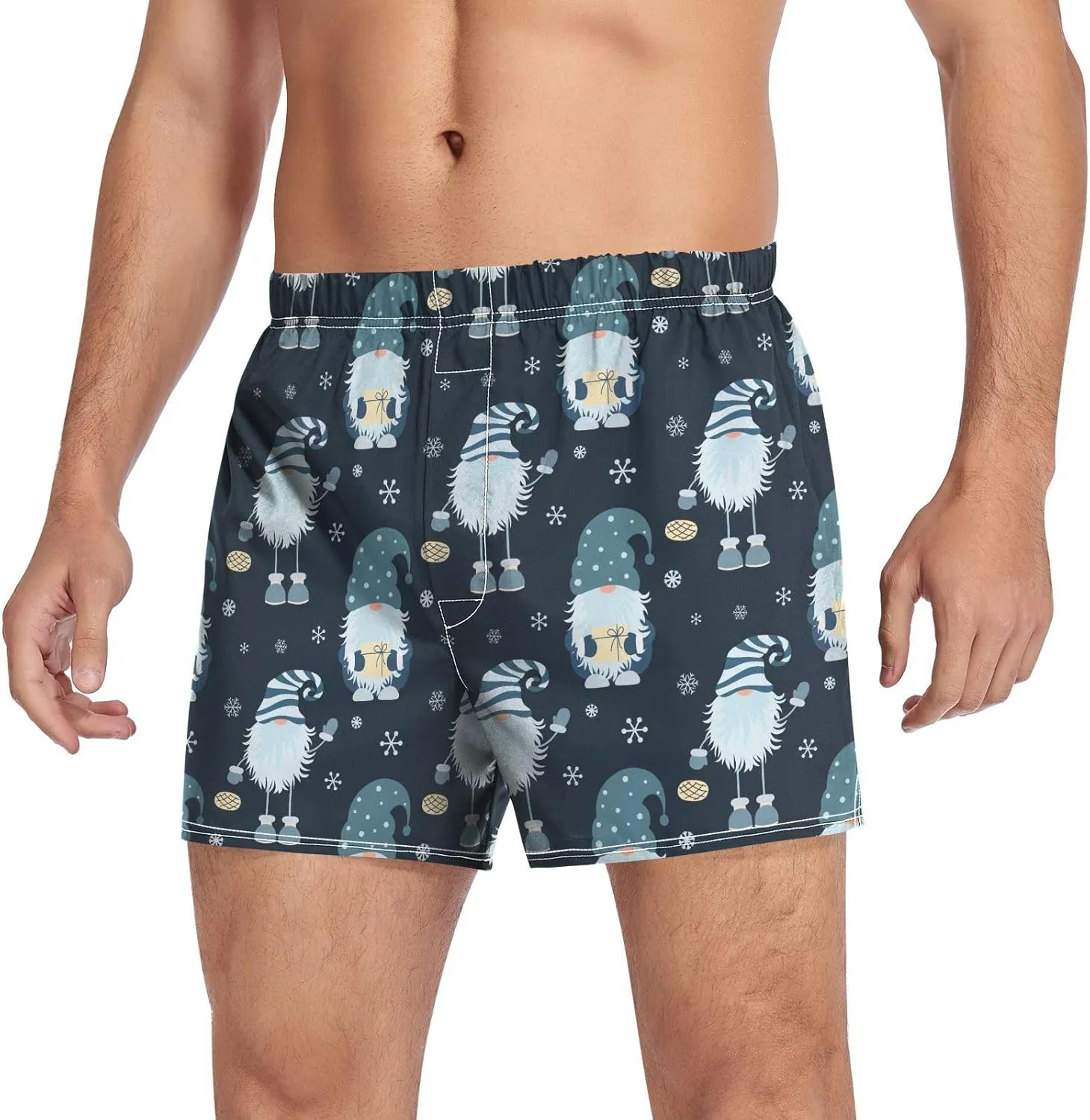 Men's Boxer Shorts, Soft Breathable Woven Boxer Briefs Underwear Button Fly