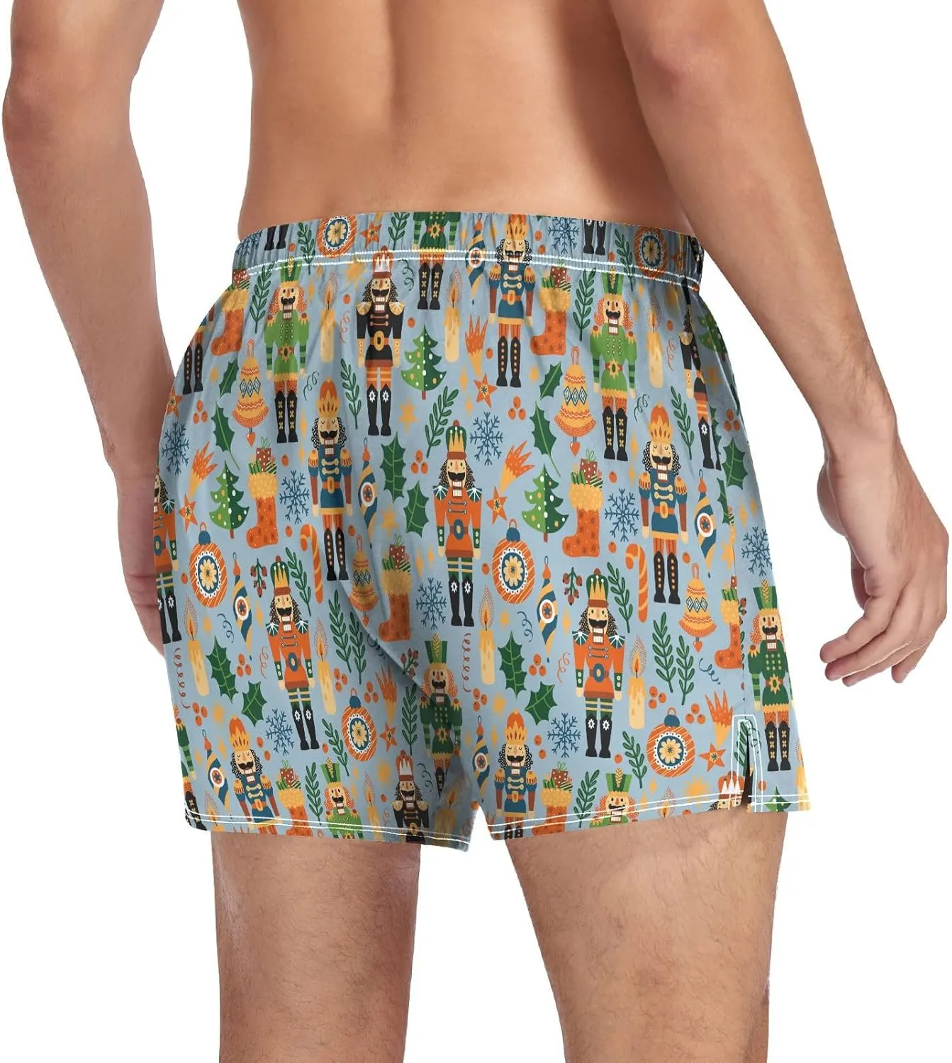 Men's Boxer Shorts, Soft Breathable Woven Boxer Briefs Underwear Button Fly