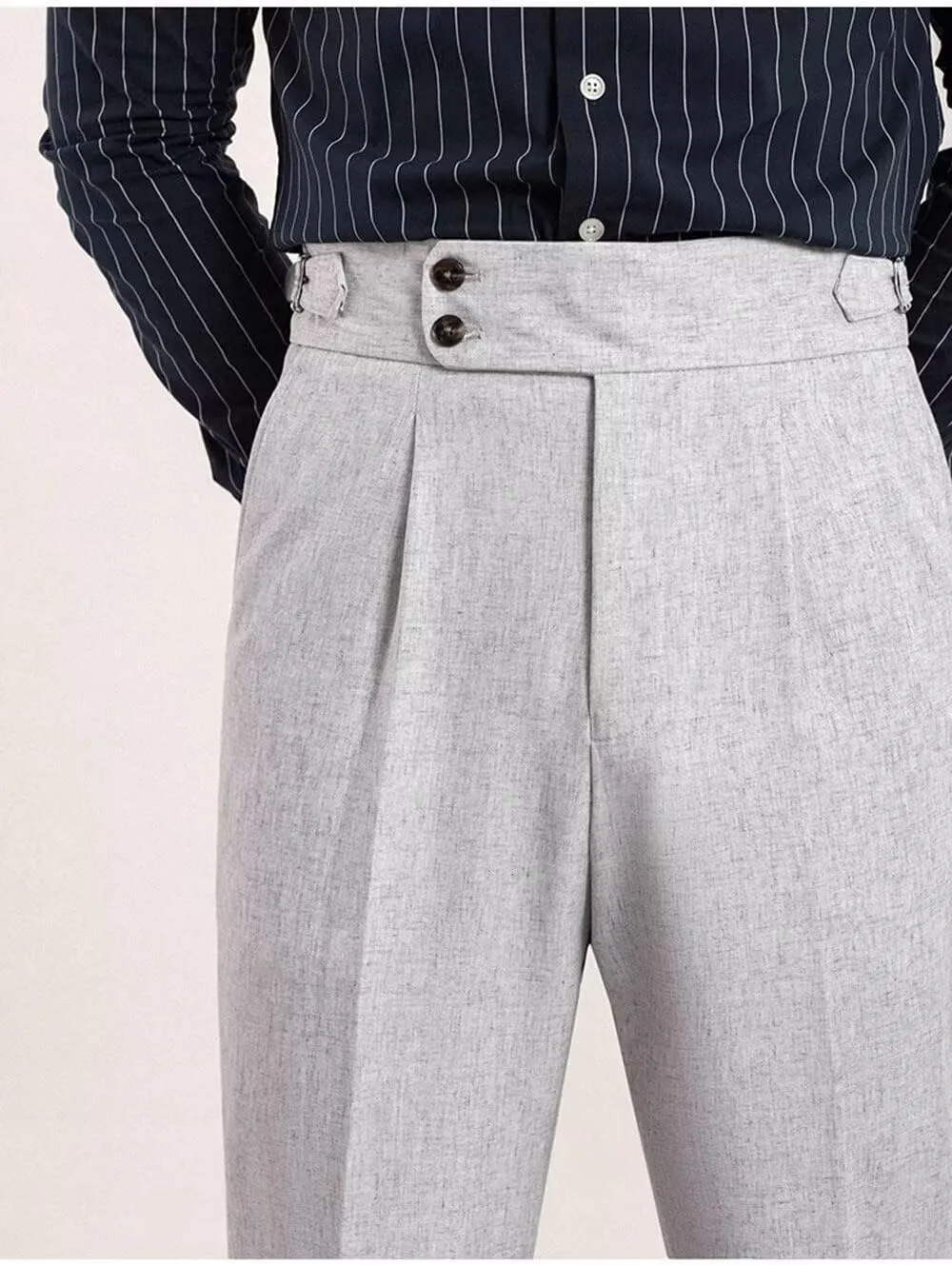 Men's Casual Linen Pants Beach Summer Classic Gurkha Pants Lightweight Linen Trousers