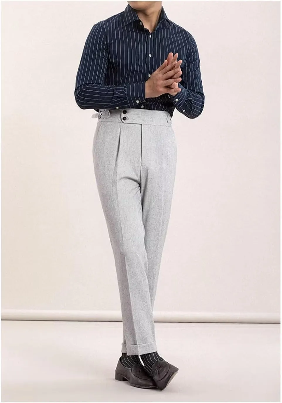 Men's Casual Linen Pants Beach Summer Classic Gurkha Pants Lightweight Linen Trousers