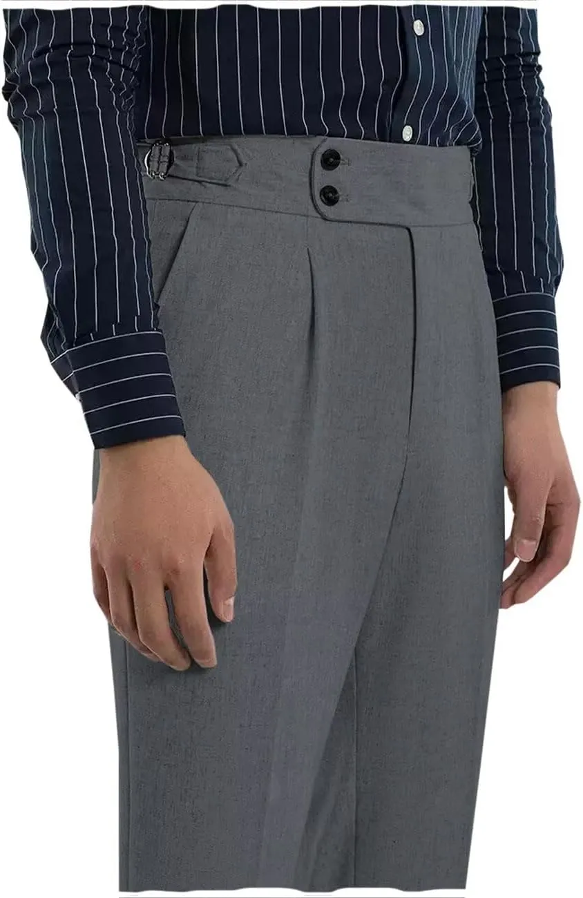 Men's Casual Linen Pants Beach Summer Classic Gurkha Pants Lightweight Linen Trousers