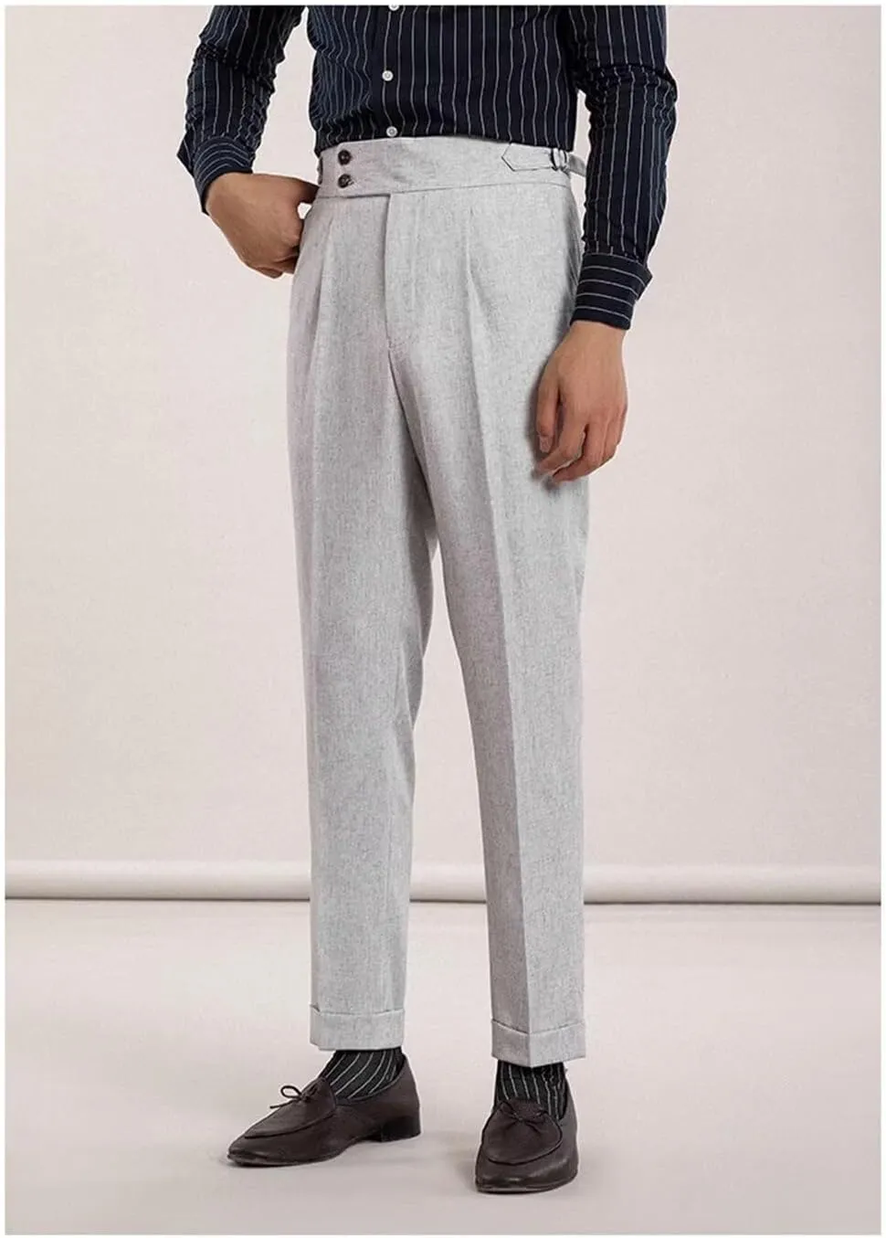 Men's Casual Linen Pants Beach Summer Classic Gurkha Pants Lightweight Linen Trousers