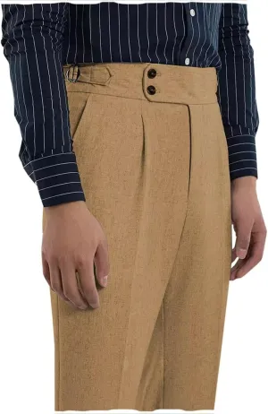 Men's Casual Linen Pants Beach Summer Classic Gurkha Pants Lightweight Linen Trousers