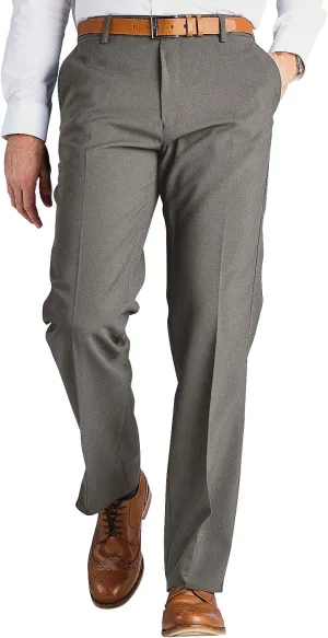 Men's Classic Slant Pocket Trousers Flat Front Easy Care Non-Iron Finish & Gripper Waistband