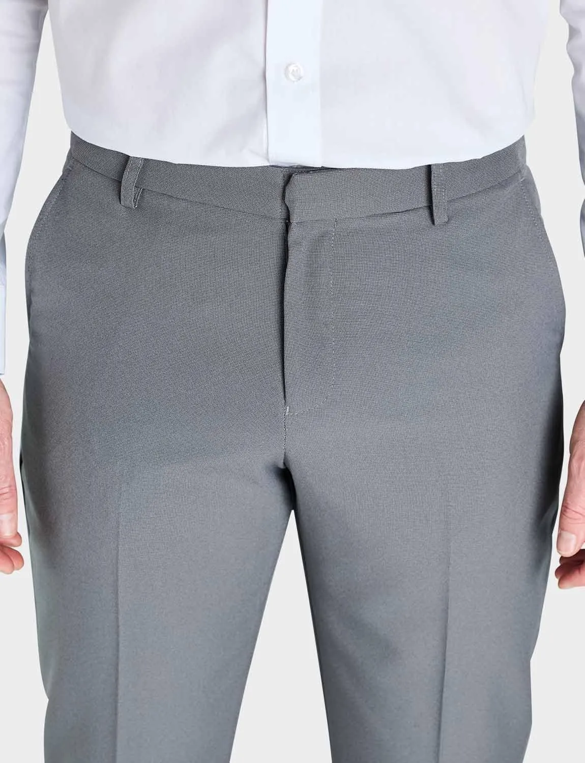 Men's Classic Slant Pocket Trousers Flat Front Easy Care Non-Iron Finish & Gripper Waistband