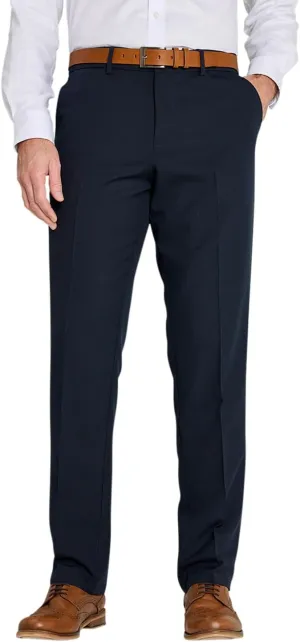 Men's Classic Slant Pocket Trousers Flat Front Easy Care Non-Iron Finish & Gripper Waistband