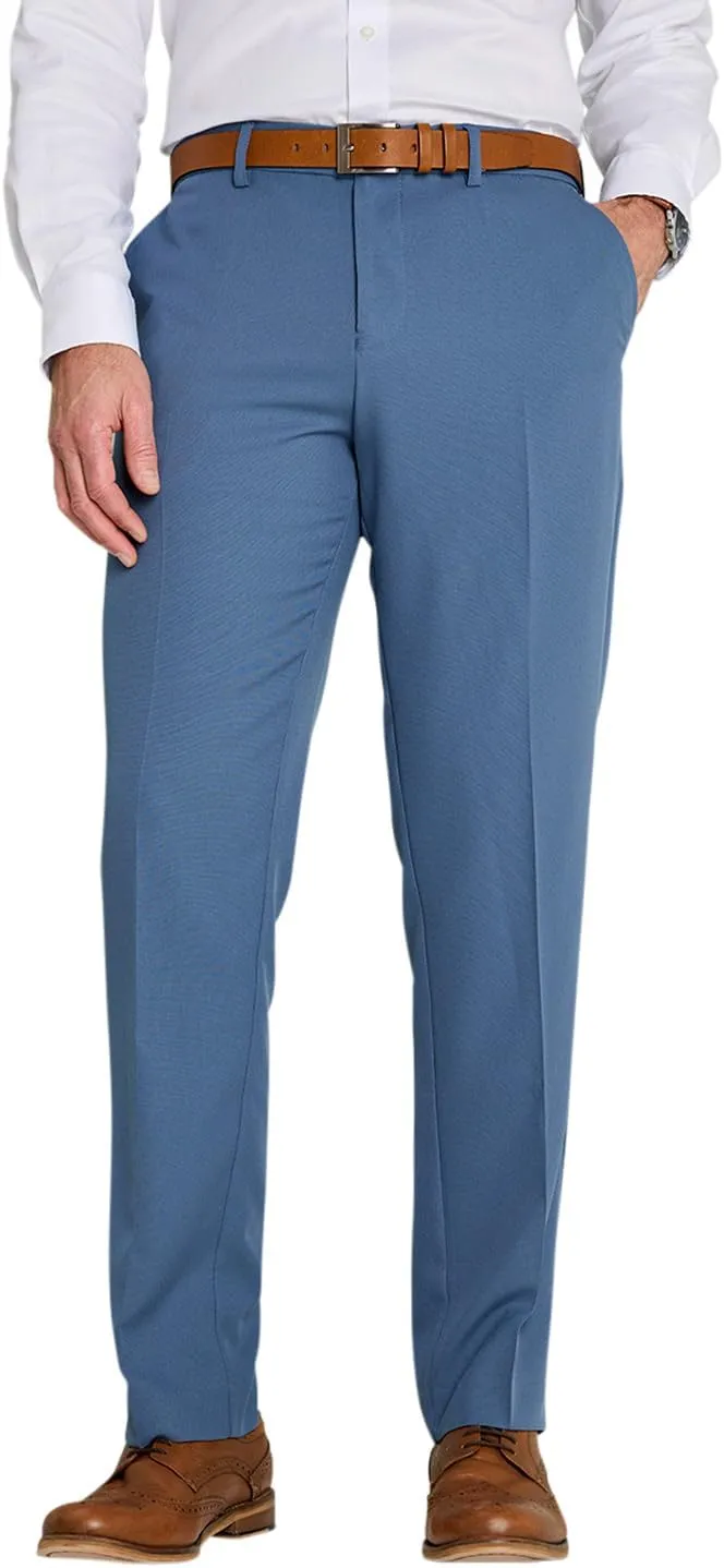 Men's Classic Slant Pocket Trousers Flat Front Easy Care Non-Iron Finish & Gripper Waistband