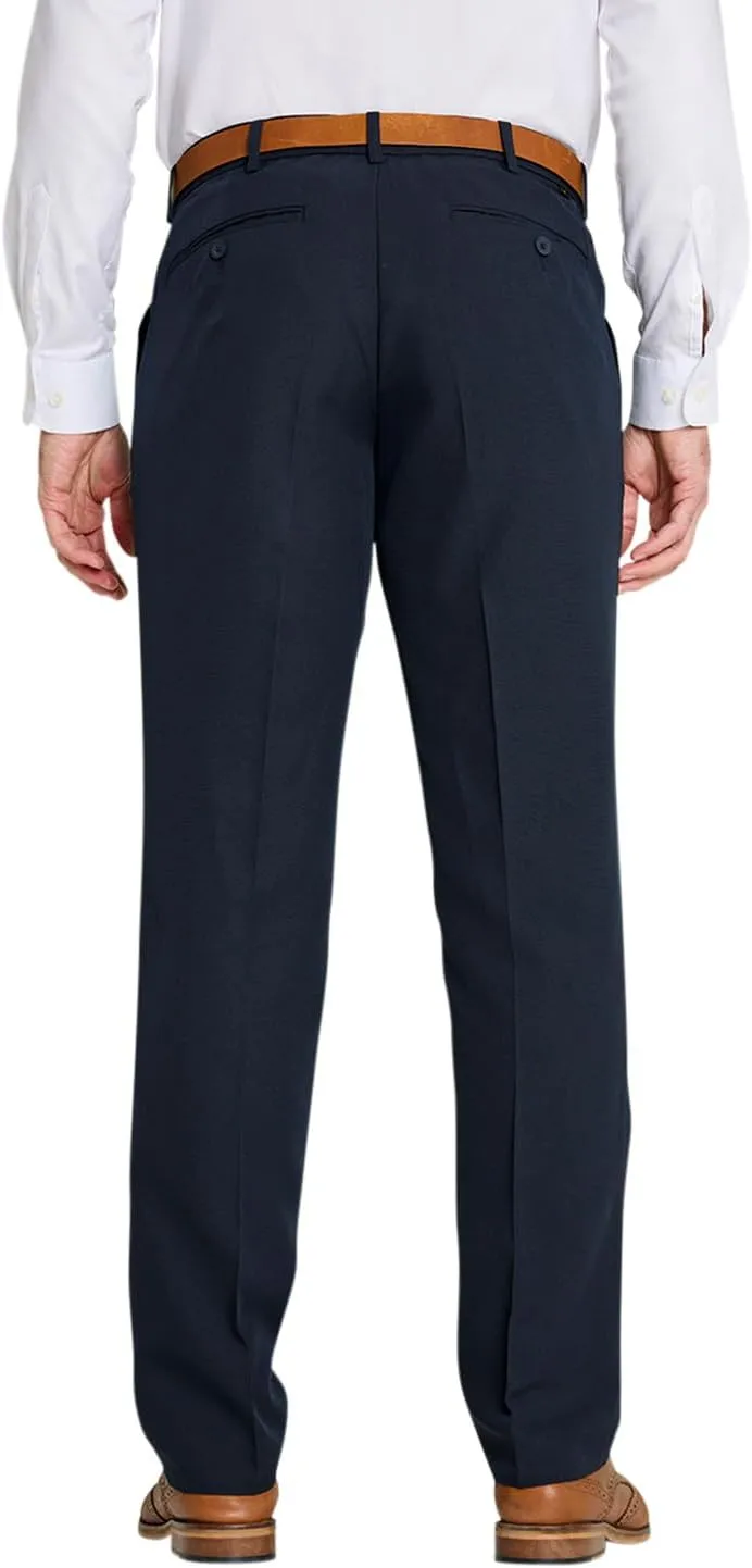 Men's Classic Slant Pocket Trousers Flat Front Easy Care Non-Iron Finish & Gripper Waistband