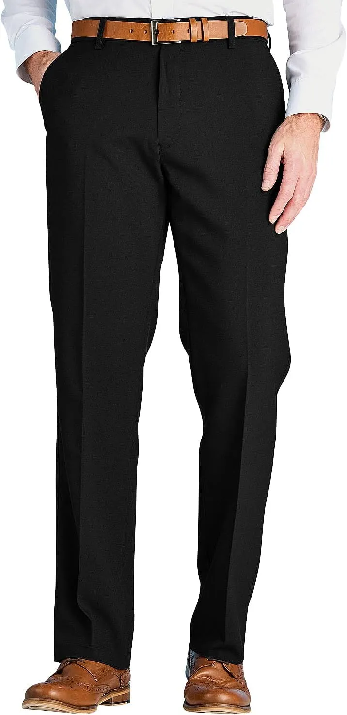 Men's Classic Slant Pocket Trousers Flat Front Easy Care Non-Iron Finish & Gripper Waistband