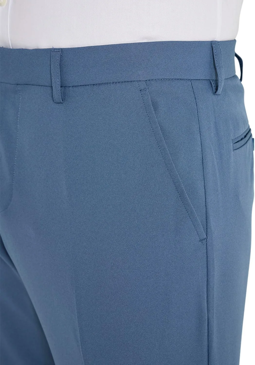 Men's Classic Slant Pocket Trousers Flat Front Easy Care Non-Iron Finish & Gripper Waistband