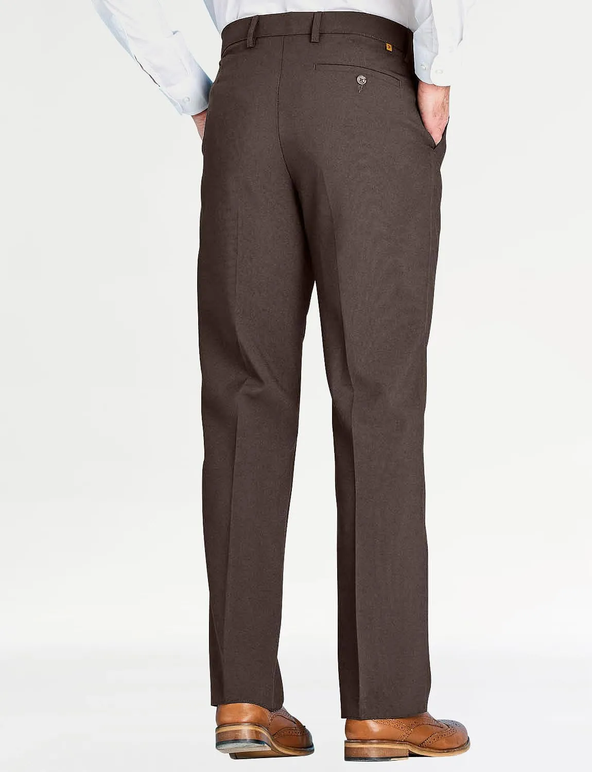 Men's Classic Slant Pocket Trousers Flat Front Easy Care Non-Iron Finish & Gripper Waistband