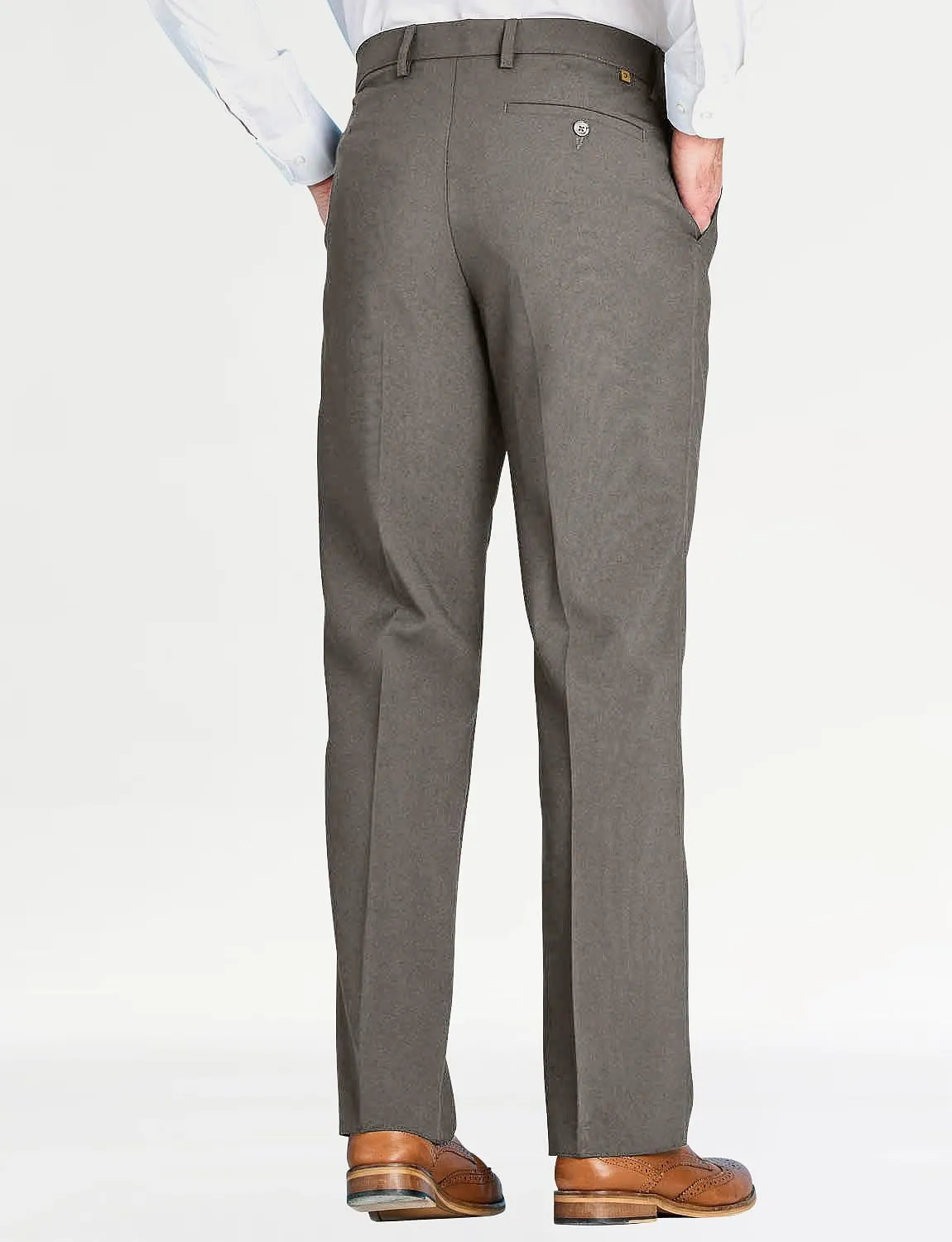 Men's Classic Slant Pocket Trousers Flat Front Easy Care Non-Iron Finish & Gripper Waistband