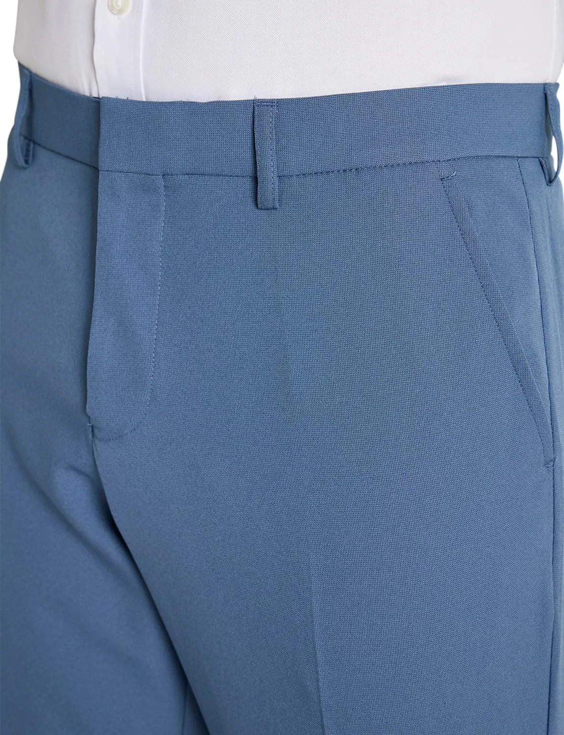 Men's Classic Slant Pocket Trousers Flat Front Easy Care Non-Iron Finish & Gripper Waistband