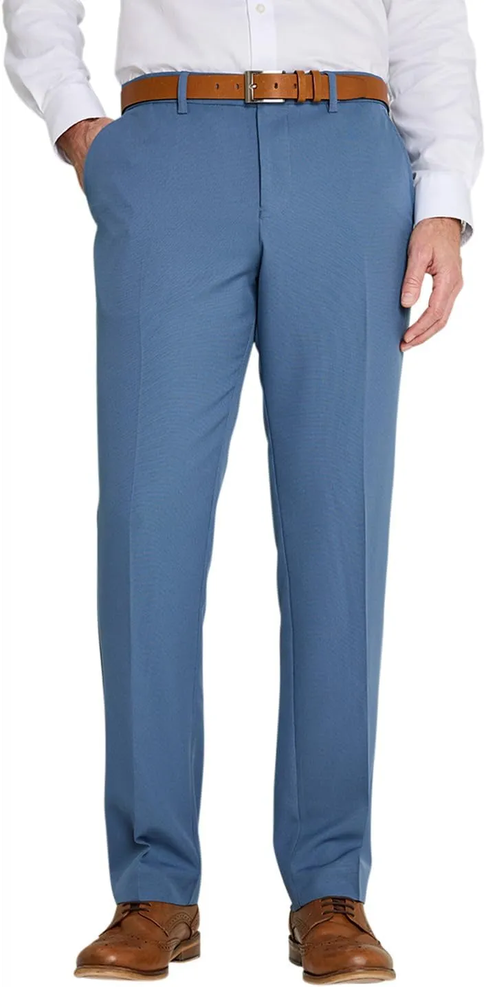Men's Classic Slant Pocket Trousers Flat Front Easy Care Non-Iron Finish & Gripper Waistband