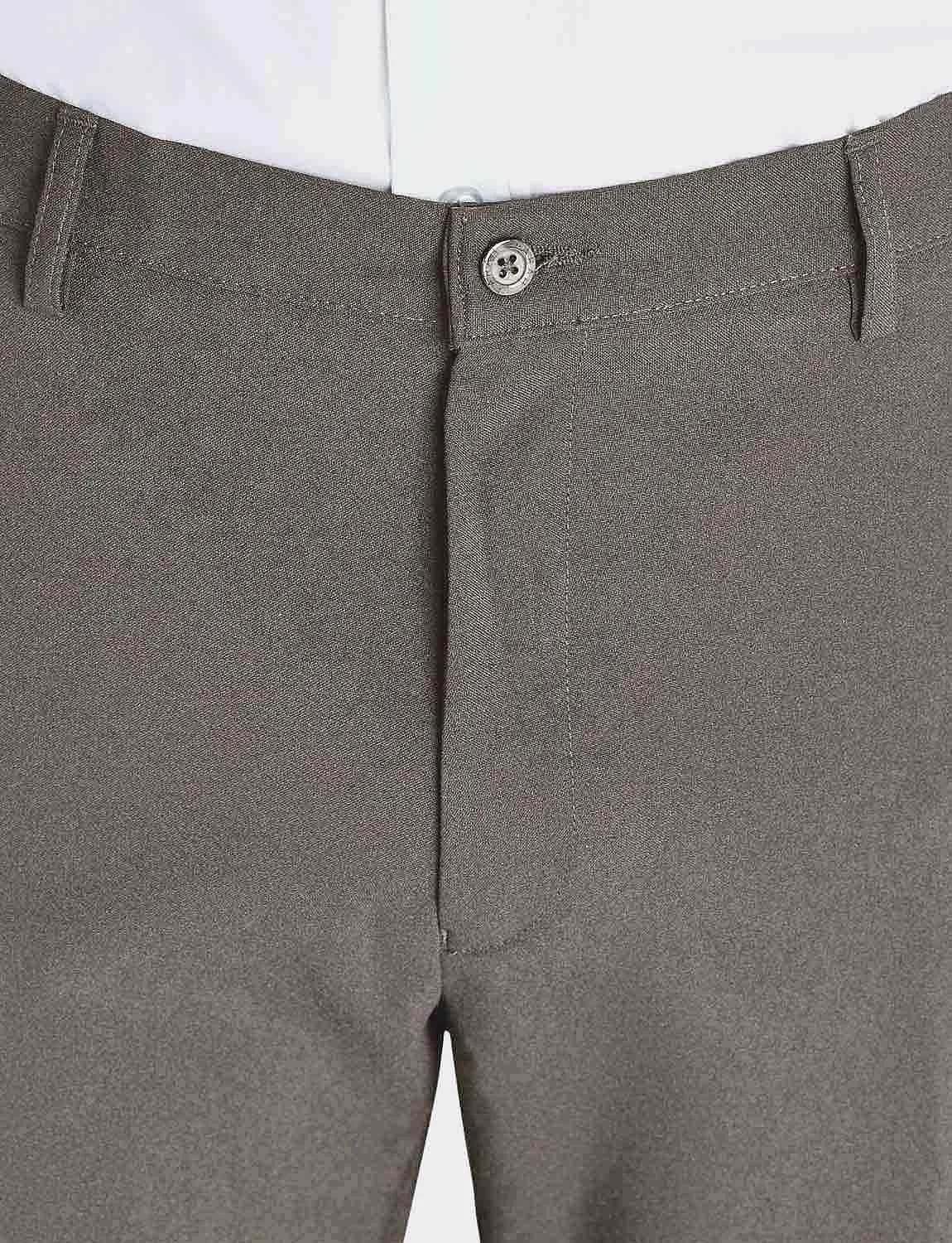 Men's Classic Slant Pocket Trousers Flat Front Easy Care Non-Iron Finish & Gripper Waistband
