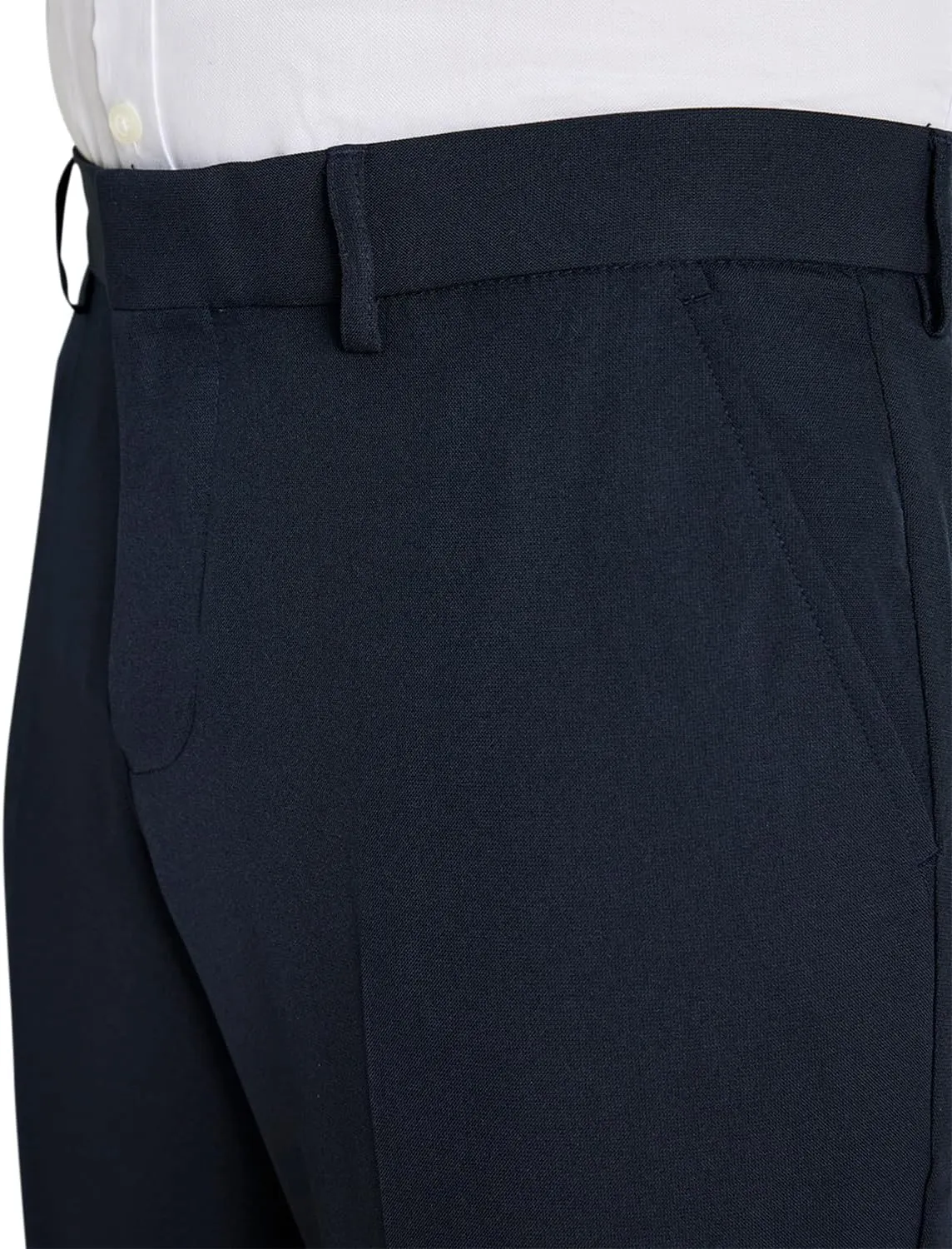 Men's Classic Slant Pocket Trousers Flat Front Easy Care Non-Iron Finish & Gripper Waistband