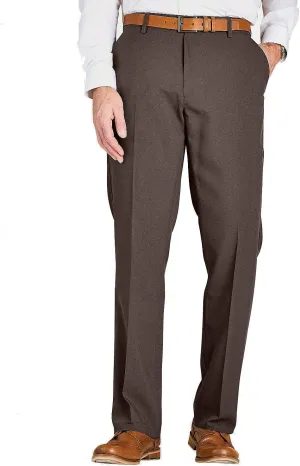 Men's Classic Slant Pocket Trousers Flat Front Easy Care Non-Iron Finish & Gripper Waistband