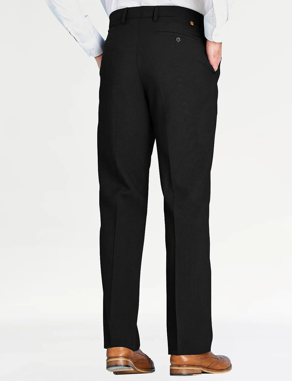 Men's Classic Slant Pocket Trousers Flat Front Easy Care Non-Iron Finish & Gripper Waistband