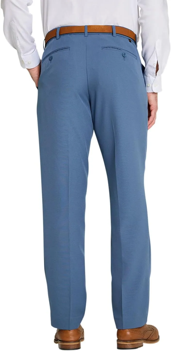 Men's Classic Slant Pocket Trousers Flat Front Easy Care Non-Iron Finish & Gripper Waistband