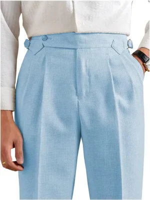 Men's Linen Pants Business Casual Pleated Dress Pants Beach Summer Lightweight Linen Trousers