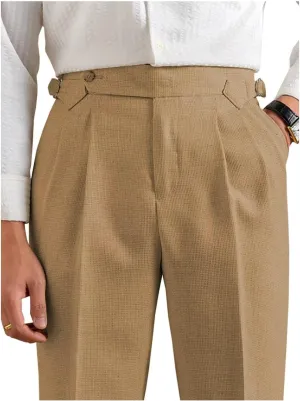 Men's Linen Pants Business Casual Pleated Dress Pants Beach Summer Lightweight Linen Trousers