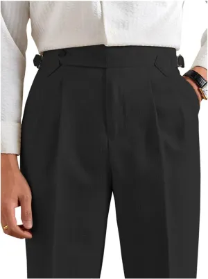 Men's Linen Pants Business Casual Pleated Dress Pants Beach Summer Lightweight Linen Trousers