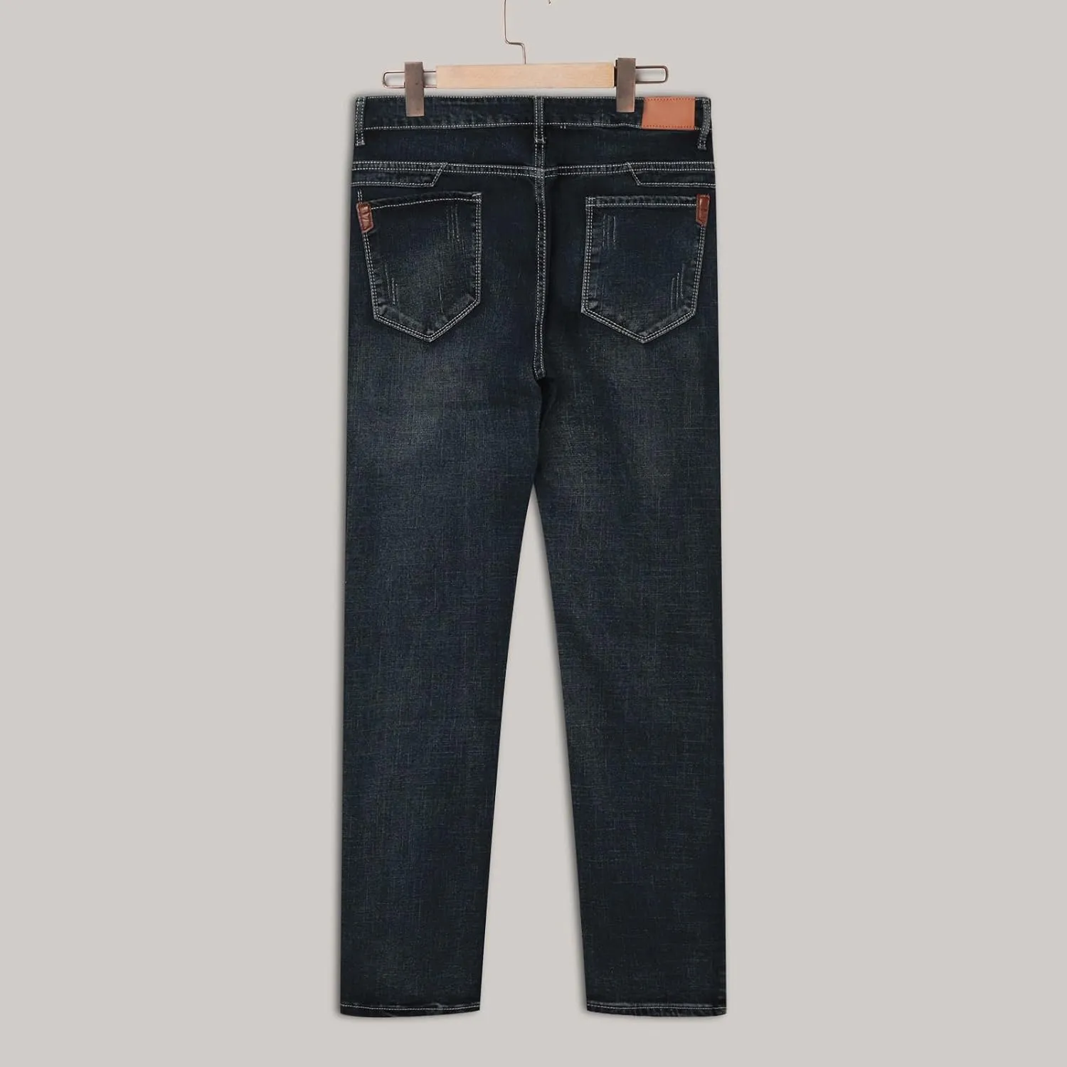 Mens Regular Fit Comfort Flex Waist Jeans 90s Vintage Straight Leg Workwear Denim Pant Trouser with Zipper and Button