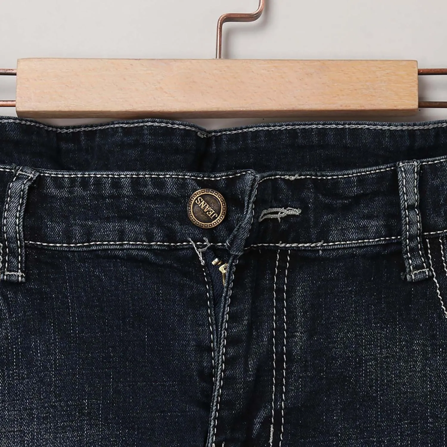 Mens Regular Fit Comfort Flex Waist Jeans 90s Vintage Straight Leg Workwear Denim Pant Trouser with Zipper and Button