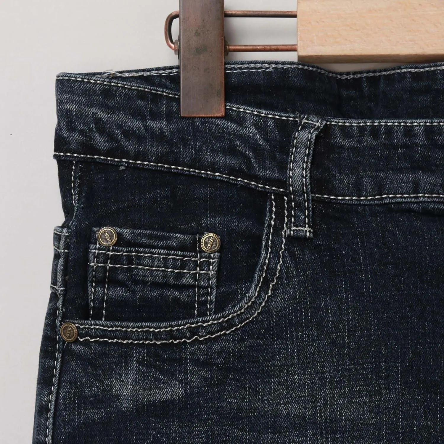 Mens Regular Fit Comfort Flex Waist Jeans 90s Vintage Straight Leg Workwear Denim Pant Trouser with Zipper and Button