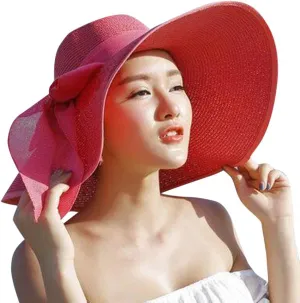 Men's Sun Hats Big Hats Straw Beach Folding Brim Sun Brim Women Hat Cap Wide Bowknot Toddler Boys Baseball Cap Watermelon Red