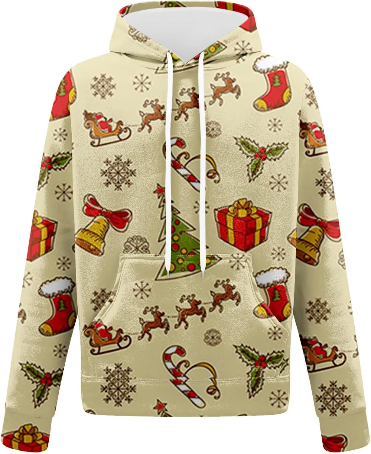 Men's Track Suits 2 Piece Set Active Christmas Drawstring Hooded Long Sleeved Athletic Running 2 Piece Sweatsuits