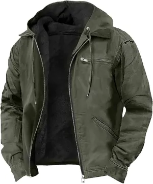Mens Zip Up Hoodies Heavyweight Zipper Jacket Fleece Sherpa Lined Winter Sweashirts Workout Hoodie Jackets Coats