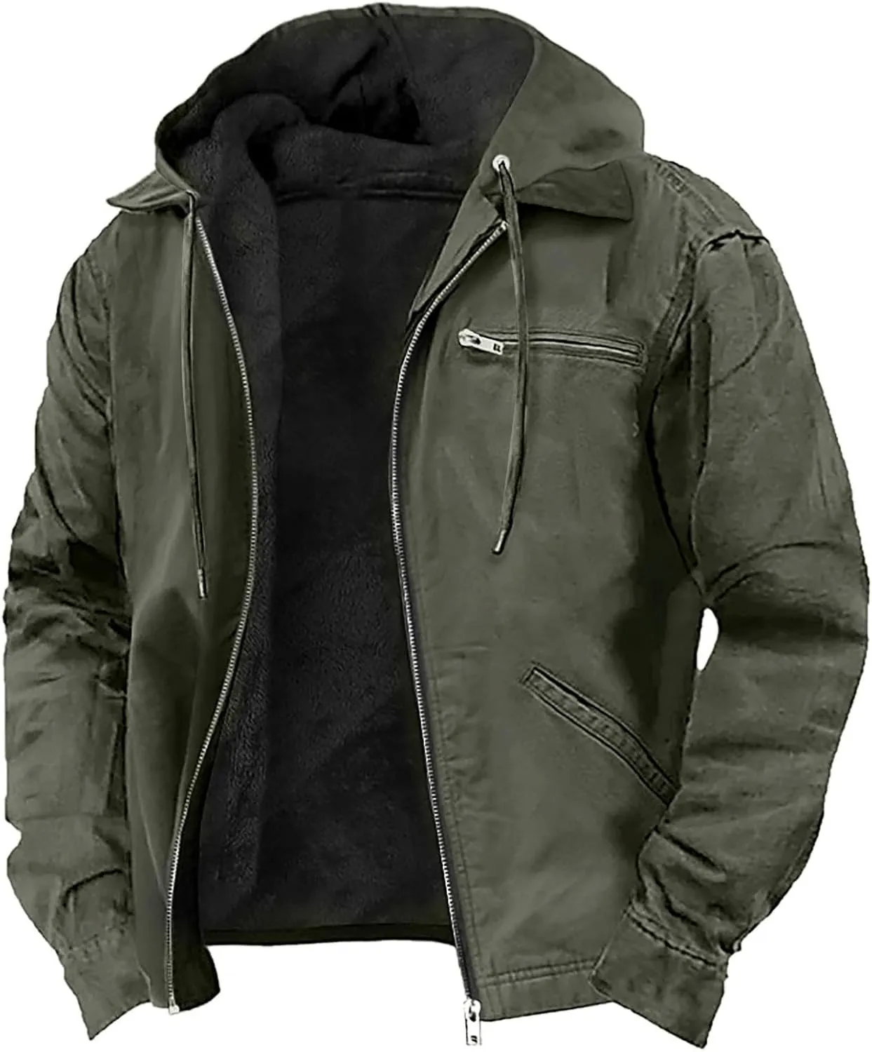 Mens Zip Up Hoodies Heavyweight Zipper Jacket Fleece Sherpa Lined Winter Sweashirts Workout Hoodie Jackets Coats