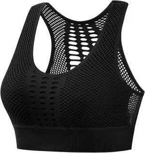 Mesh Sports Bras for Women Breathable High Support Gym Yoga Bra 2025 Summer Underwear Bra Workout Crop Tops