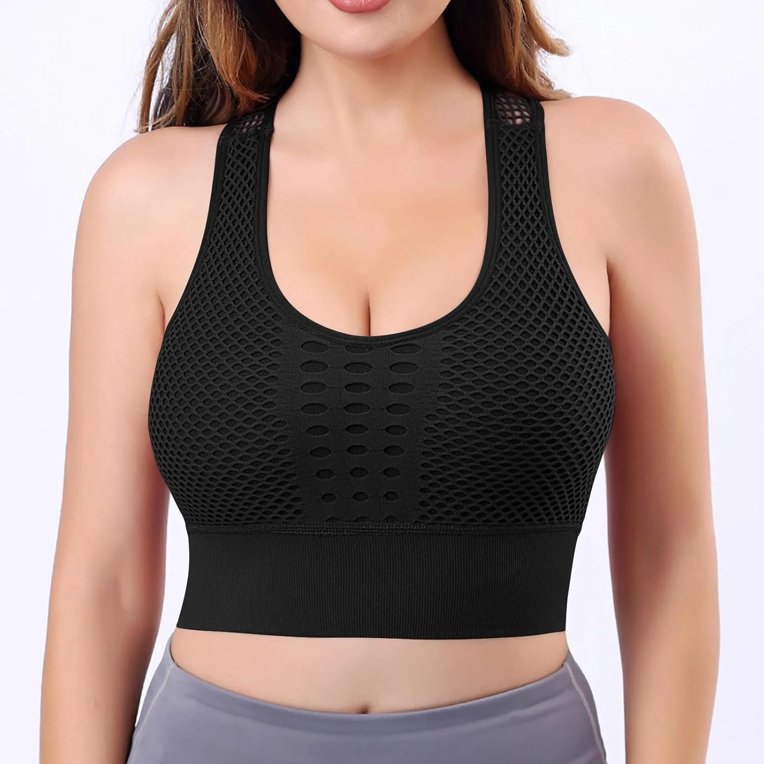 Mesh Sports Bras for Women Breathable High Support Gym Yoga Bra 2025 Summer Underwear Bra Workout Crop Tops