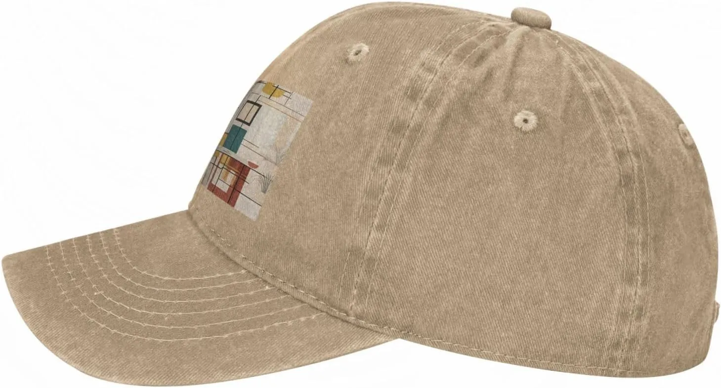 Mid Century Modern Unisex Baseball Cap Breathable Cotton Trucker Hat Classic Denim Dad Hat Summer Sun Hat