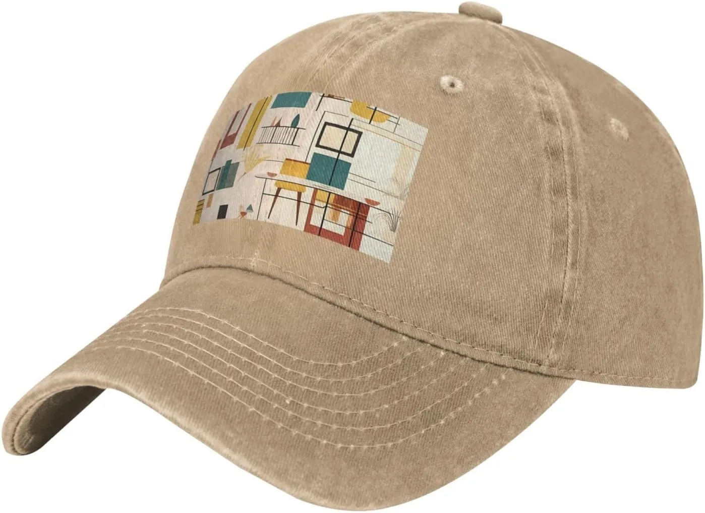 Mid Century Modern Unisex Baseball Cap Breathable Cotton Trucker Hat Classic Denim Dad Hat Summer Sun Hat