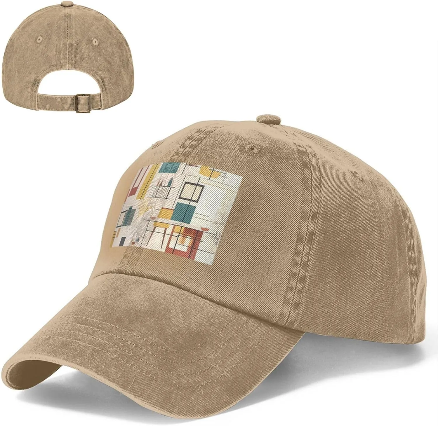 Mid Century Modern Unisex Baseball Cap Breathable Cotton Trucker Hat Classic Denim Dad Hat Summer Sun Hat