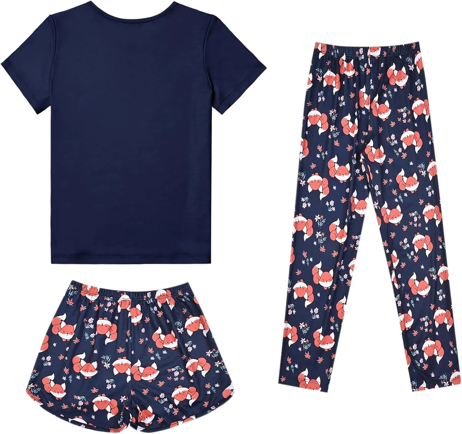 Mirawise Girls 3 Pc Pajamas Sleepwear Cotton Pjs Clothes Set 4-13 Years