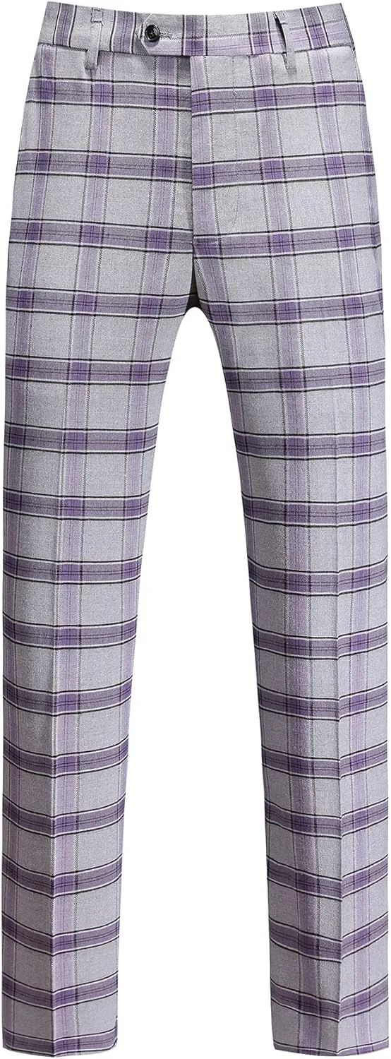 MOGU Men's Slim Fit Plaid Suit Set – Sport Coat Blazer, Vest & Pants (Each Sold Separately) for Wedding, Prom & Party