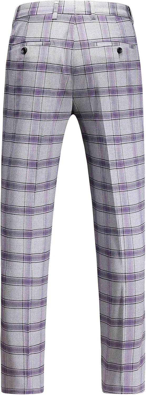 MOGU Men's Slim Fit Plaid Suit Set – Sport Coat Blazer, Vest & Pants (Each Sold Separately) for Wedding, Prom & Party
