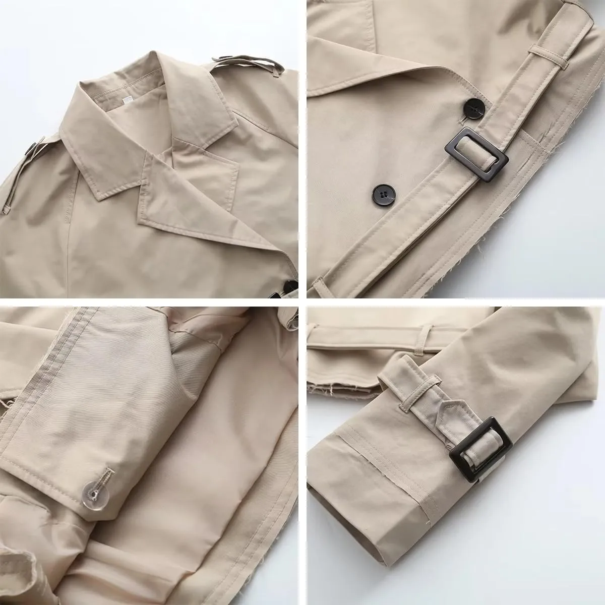 MOLERFO Cropped Trench Coat Women Fall Coats 2024 Oversized Crop Jackets Y2k Trendy