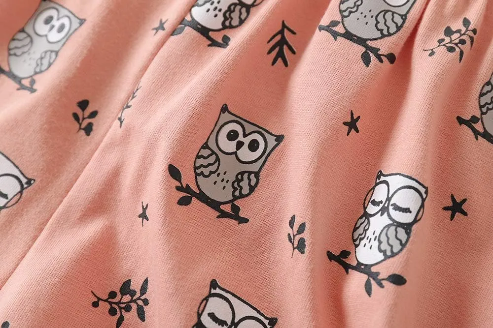 MyFav Big Girls Summer Pajama Set Heart Shape Printed Cute Sleepwear Shorts